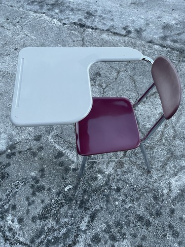 Burgundy and gray student desk - student,