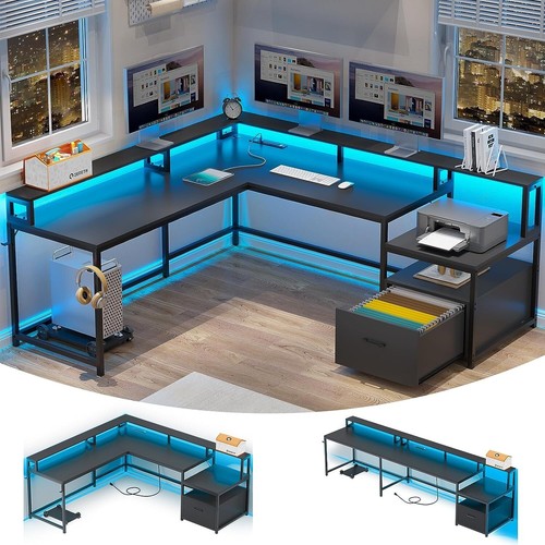 Shaped computer desk - desk, with